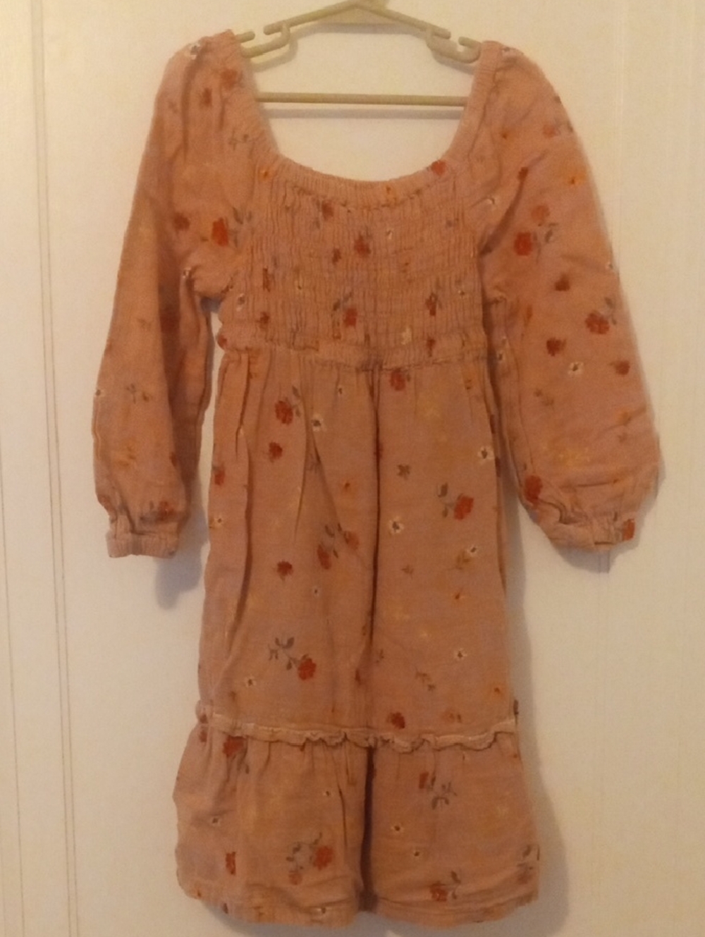 Peasant-Style Pink Floral Smocked Dress girl 8